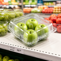 Conteneur jetable transparent en PET pour 4 pommes – Emballage pour fruits, supermarchés, détaillants, épiceries, traiteurs, vente en gros, OEM