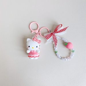 Echte geruite Strawberry Series KT handgemaakte touwgesp schattige cartoon schattig meisje hart tas hanger - Product Image 6