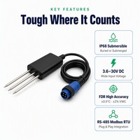 Capteur d'humidité et de température du sol RS485 FDR haute précision 2% Sonde étanche IP68 Teneur en eau volumétrique 0-100% pour applications intelligentes