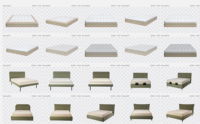 Lit plateforme contemporain à profil bas, rembourré en tissu Teddy de qualité supérieure, avec table de chevet assortie/tissu crème/bouclé