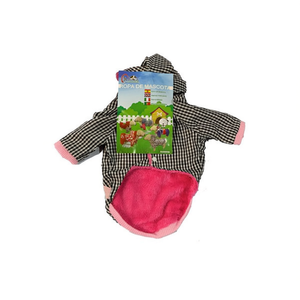 Cappotto per cani con motivo a quadri, fodera rosa, per tutte le stagioni, comodo abbigliamento per cani - Product Image 1