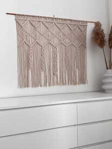 Tapiz de Macramé Art Deco con Diseño Geométrico, Borlas Azules, Lavable, Ligero, de Algodón, Decoración Interior para Sala de Estar - Product Image 2