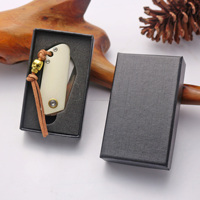 Mini couteau pliant de poche en acier Damas avec manche en os, porte-clés portable, petit couteau EDC pour le camping en plein air et la découpe de fruits