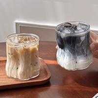 Tasse en verre borosilicate de couleur unie 300 ml, forme irrégulière, sans poignée, sans couvercle, pour café, latte et autres boissons