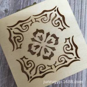 Hollowed Out <b>Wooden</b> <b>Jewelry</b> <b>Box</b> Square 3cm High Antique Style Storage <b>Box</b> With Flip Top Design - Product Image 3