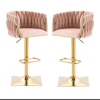 Tabouret de bar commercial en métal, chaise de comptoir pivotante réglable en hauteur avec dossier et accoudoirs, mobilier de bar haut de gamme