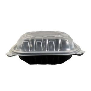 Contenitore per Alimenti Casual 8x8 in Polipropilene (PP) Nero Trasparente 3h Corporation con Coperchio, Stoviglie Monouso per Uso Esterno - Product Image 1