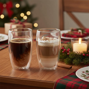 Tazze da Caffè in Vetro a Doppia Parete Senza Foro sul Fondo, Set di 2 Tazze Isolate in Borosilicato per Espresso, Latte e Tè - Product Image 3