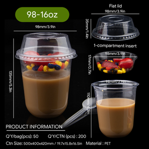 工場卸売 98mm口径 使い捨てPET透明プラスチックカップと容器 - Product Image 5