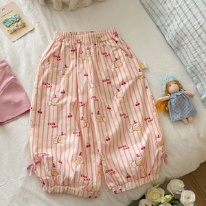 TongXingYuan Girls Summer Outfit Set Pink Cotton T-Shirt Striped Pants Cute Cat Print Two Piece Set - Product Image 3