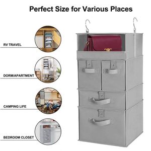 Factory Manufacturer Collapsible 4 Layers Metal Hook Shelves Organizer with <b>Drawer</b> <b>Storage</b> on Wall - Product Image 6