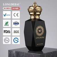 Botella de Perfume de Vidrio Irregular de Lujo Personalizada para Hombre, 50 ml 100 ml, Certificación CE, Botella de Perfume Negra Mate con Tapa de Corona