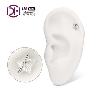 Implant Grade G23 Titane Sans Fil Ondulé Papillon Stra Croix avec Lunette Gem Top Cartilage Piercing Bijoux - Product Image 4