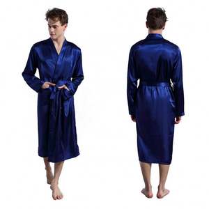 X2440 vente en gros Sexy cadeaux Robe pour hommes de luxe Logo personnalisé hommes Robe de bain doux Satin Kimono Robe pour grossiste - Product Image 6
