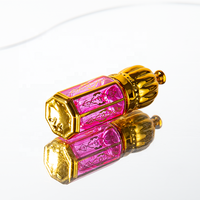 Bouteilles de Dubai Attar Bouteille de parfum de luxe 6ml en verre arabe octogonal rose avec boule en verre et boîte d'emballage