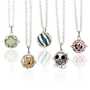 Kalung Aromaterapi Liontin Kandang Berongga Kustom Grosir, Diffuser Batu Lava Minyak Esensial, Liontin <span class=keywords><strong>DIY</strong></span>, Kalung Kenang-kenangan - Product Image 1