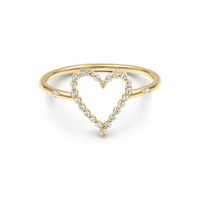 AR070 Cincin Janji Hati Berongga Perak Sterling 925 Trendy dengan Zirkon untuk Wanita, Hadiah Hari Valentine, Ulang Tahun, Pernikahan