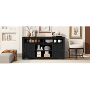 59.3'' Modern <b>Kitchen</b> <b>Sideboard</b> with Sliding Barn Door and Mesh Panels Eco-Friendly Durable Buffet with Open Storage - Product Image 3