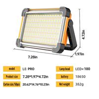 Lámpara de Trabajo LED Recargable, Lámpara de Camping de 6000 mAh, 180 LED, Lámpara de Pie Recargable con Batería para Reparaciones y Camping
