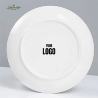 Platos de Cerámica Modernos Redondos con Borde Dorado Blanco, Personalizados con Logotipo, Venta al por Mayor de Fábrica, para Servir Filetes y Pizza en Restaurantes