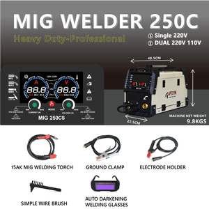 آلة لحام MIG250C 4 في <span class=keywords><strong>1</strong></span> متعددة الوظائف (MIG بالغاز/بدون غاز، MAG، MMA، TIG) للاستخدام المنزلي وأعمال البناء والزراعة، الحد الأدنى للطلب قطعة واحدة - Product Image 5