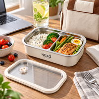 Boîte à lunch en acier inoxydable avec couvercle hermétique en silicone, 1650 ml, 1450 ml, récipient alimentaire, logo personnalisé pour le bureau, le pique-nique, le camping, les voyages