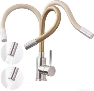 Robinet de cuisine avec bec flexible, robinets d'évier de cuisine avec 2 types de jets, Torneira Cozinha haute pression, rotation à 360° ° Or - Product Image 2