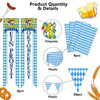 Baisida Allemand Oktoberfest Décorations Kit Pliable Suspendu Polyester Drapeau Bannière Nappe Impression Numérique pour Articles De Fête