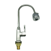 Robinet de cuisine professionnel en alliage de zinc, monotrou, eau froide, finition chromée, col de cygne orientable, à poser sur comptoir pour restaurant