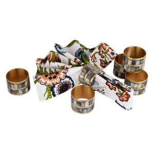 Anneaux de serviette en nacre en gros — Incrustation de coquillages faite à la main avec bordure en laiton |   Accessoires de table de luxe et OEM - Product Image 2