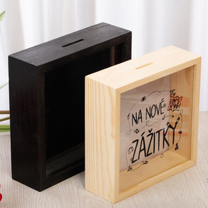 Salvadanaio decorativo in legno con cornice in legno - Product Image 4