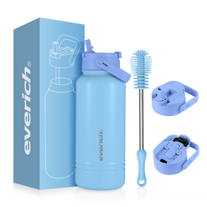 Bouteille d'eau de voyage en acier inoxydable à large ouverture de 32 oz, écologique, personnalisée, 24 oz, gobelet isotherme pour fête familiale avec couvercle à double usage - Product Image 1
