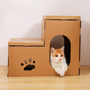 Oem 2 Vloeren Opvouwbare Wandmontage Kat Huis Vervangbare Board Krabpalen Board Golfdocument Kat Scratcher Post - Product Image 2