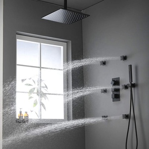 Ensemble de <span class=keywords><strong>douche</strong></span> thermostatique ORB 16 pouces avec pommeau de plafond LED, mitigeur pluie, triple commande et 6 jets latéraux pour salle de bain - Product Image 4