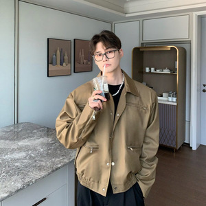봄 가을 스트리트웨어 긴 소매 도시 아우터 현대 루즈핏 패션 코트 남성용 대형 칼라 재킷 - Product Image 1