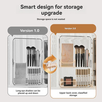 Organisateur de maquillage de bureau à grande capacité avec fermeture magnétique, couvercle transparent anti-poussière, support cosmétique pour l'organisation de la coiffeuse