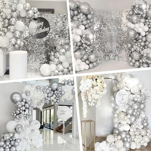 Kit Arco di Palloncini in Lattice Bianco Opaco, Argento Metallizzato e <span class=keywords><strong>Coriandoli</strong></span> <span class=keywords><strong>per</strong></span> Decorazioni Natalizie, Compleanni, Baby Shower e Matrimoni - Product Image 5