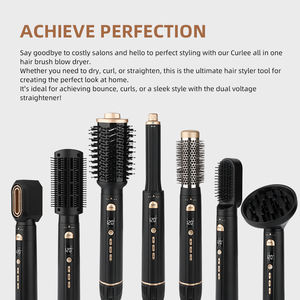 Logo personnalisé 6 en 1 <span class=keywords><strong>Auto</strong></span> Air gauche droite fer à friser ensemble 3 températures 1300W puissant sèche-cheveux ionique négatif ensemble de brosses - Product Image 3