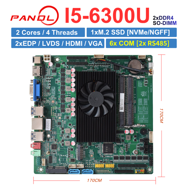 SH68U Thin Mini ITX Motherboard with Integrated SOC I5 6300U Processor 2XDDR4 6xCOM 2XEDP/LVDS 2XSATA3.0 Industrial Motherboard