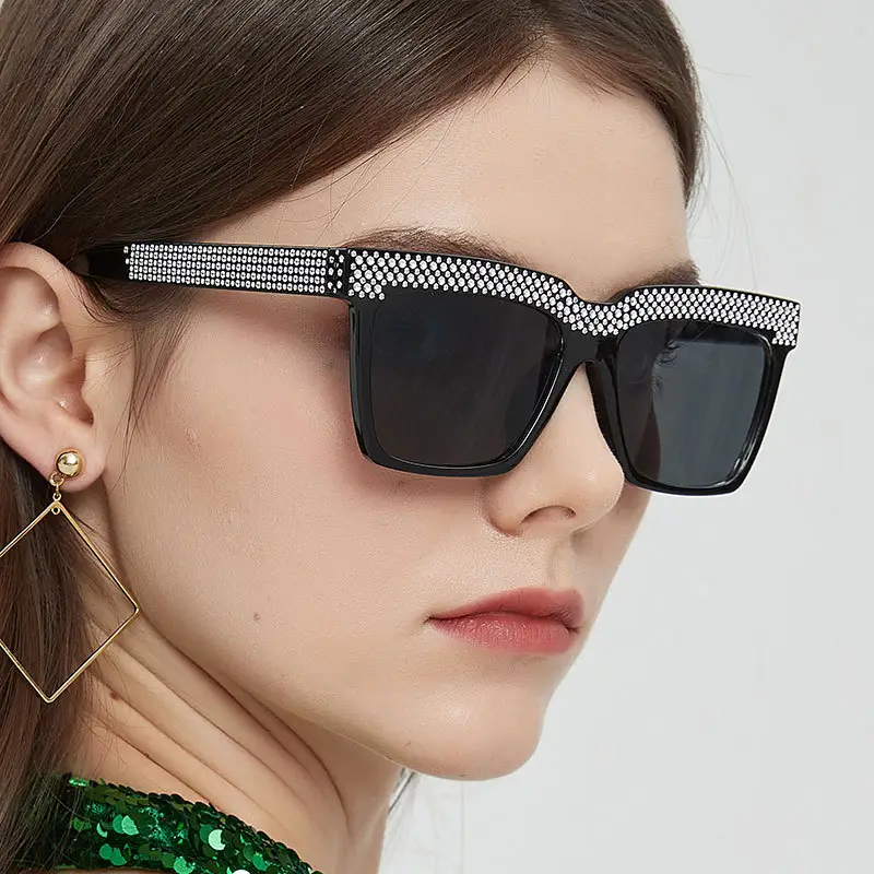 Customized High End Sunglasses Fashionable Light Luxury Brick Inlaid Women's Sunglasses Sun Shading