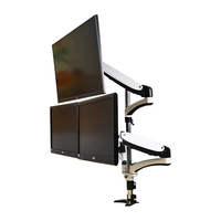 Bras de moniteur triple ergonomique réglable en hauteur JL-GM536X-D15 pour 3 moniteurs avec support de bureau en acier robuste