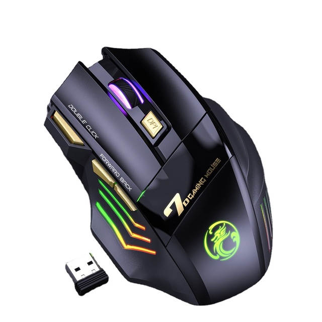 Mouse Manufacturer Direct Supply 7 Keys 2.4G Silent Rechargeable Colorful Breathing Light Wireless Gaming Mouse