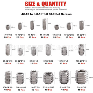 304 Stainless Steel Hex Socket <b>Set</b> 240pcs With Hex Wrenches For Machine <b>Screws</b> Standard DIN916 - Product Image 2