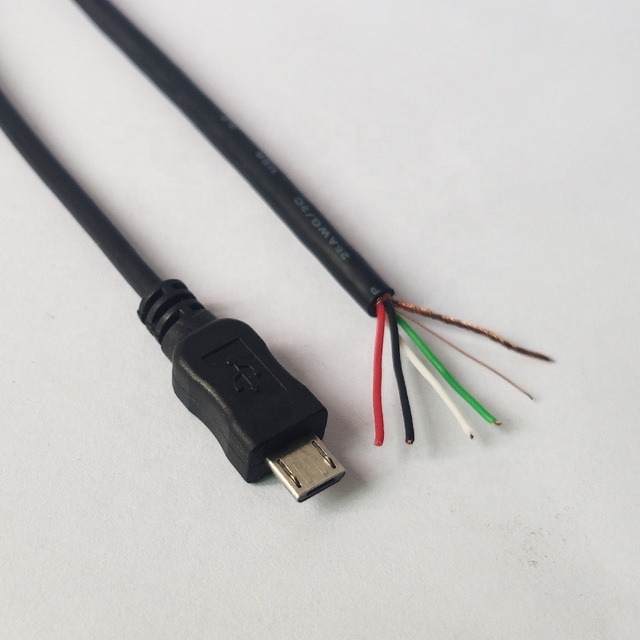 Custom Length 5 Wires Micro USB Cable With Braid Sheilding