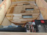 Sauna de barril tradicional, cicuta de madera maciza, madera de cedro, sala de Sauna de vapor húmedo, Sauna de barril ardiente de madera para exteriores