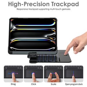 เคสคีย์บอร์ดหมุนได้ 360 องศา สำหรับ iPad 10.2/10.5/ Air 11/ Pro 12.9/13 นิ้ว รุ่นปี 2022 2024 เคสแท็บเล็ตแบบกำหนดเองพร้อมทัชแพด - Product Image 4