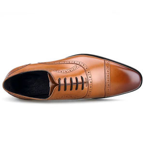 Chaussures Richelieu à lacets pour hommes, à motifs, en cuir véritable, style britannique, décontractées, pour témoin, marié, mariage, affaires, formelles, toutes saisons - Product Image 3