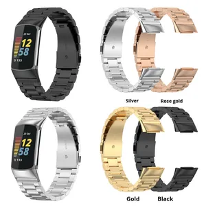 Bracelet de luxe en acier inoxydable pour <span class=keywords><strong>Fitbit</strong></span> <span class=keywords><strong>Charge</strong></span> 6 <span class=keywords><strong>5</strong></span> Sangle magnétique à boucle milanaise - Product Image 4
