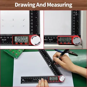 Plastic Hoekzoeker Timmerman Houtbewerkingsgereedschap Goniometer Liniaal Koolstof Multi Hoek 2 In 1 Hoek Meter 200Mm Digitale Gradenboog