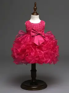 האחרון 1-2 שנות תינוק מסיבת יום הולדת שמלה אופנתי חמוד ילדים נסיכת שמלת המלטת בנות פרל פרח שמלת עבור חתונה